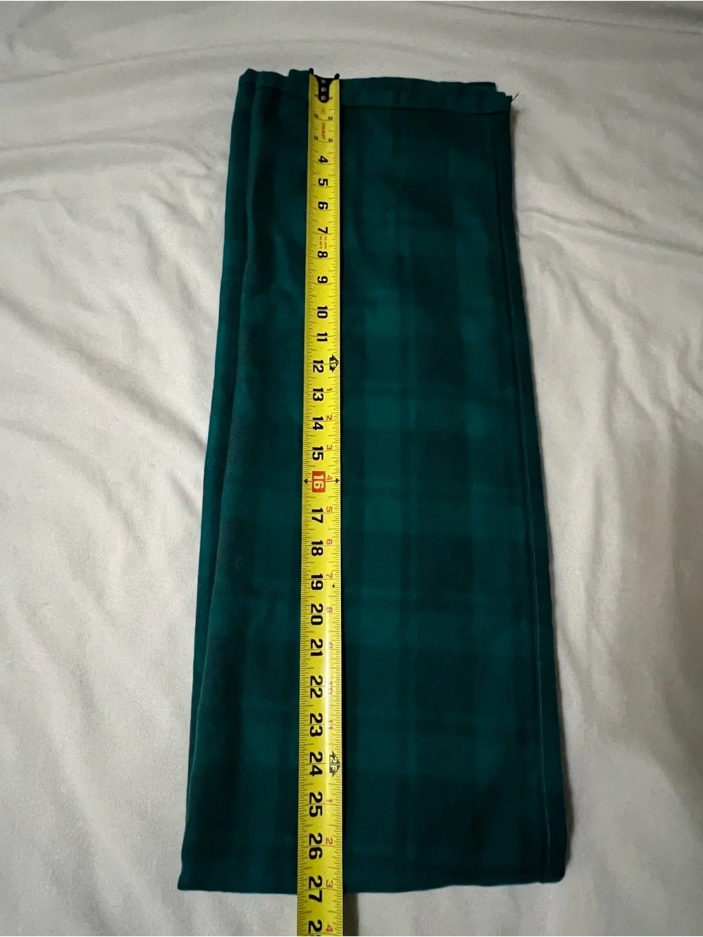 Filson Teal and Black Plaid Wool Blanket Scarf